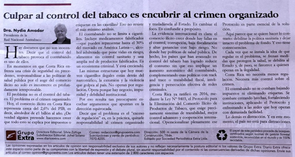 Culpar al control del tabaco es encubrir al crimen organizado